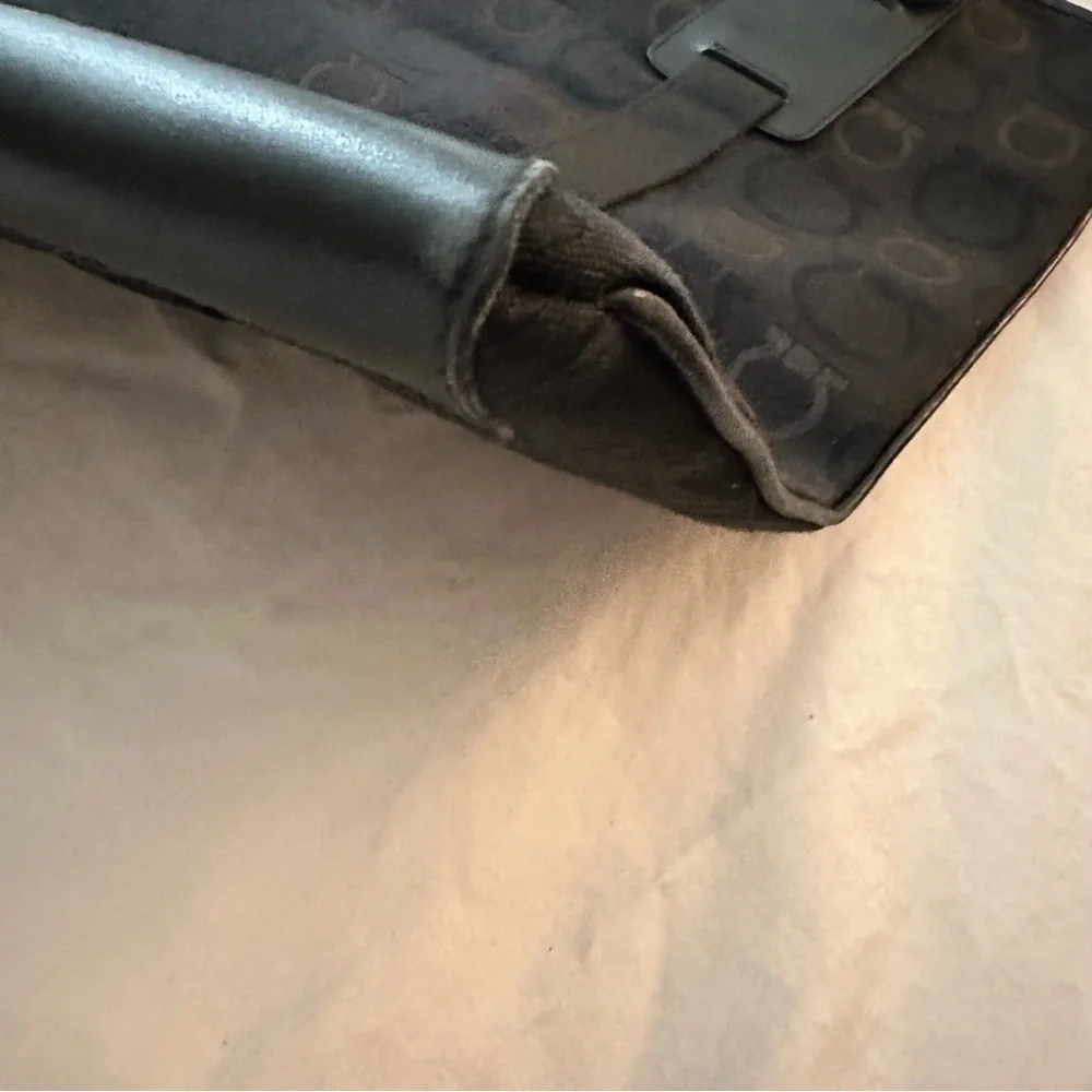 Salvatore Ferragamo Black Gancini Logo Tote Handbag